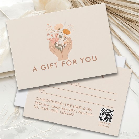 Carte Salon Floral Céleste Certificat-Cadeau QR-Code