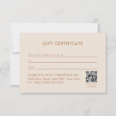 Carte Salon Floral Céleste Certificat-Cadeau QR-Code (Dos)