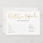 Carte Salon Glam Gold Logo Certificat cadeau moderne (Devant)