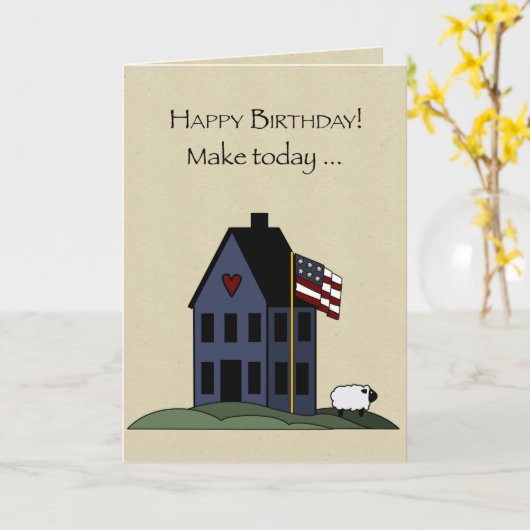Carte Saltbox Maison d'Anniversaire (Fleur jaune)
