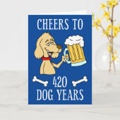 Carte Salue À 420 Chien Années Dessin De Bière Chien Car (Fleur jaune)