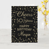 Carte Salue chaque année Anniversaire Noir Confetti 50e (Fleur jaune)