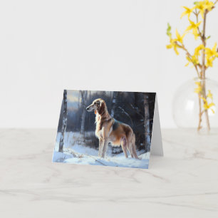 Carte Saluki Qu'il neige Noël