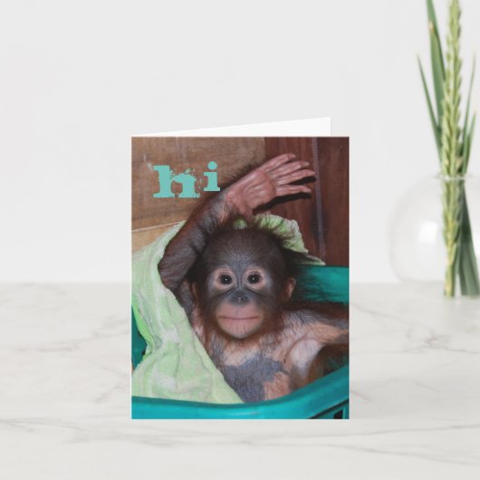 Carte Salut Bébé doux Orangutan (Devant)