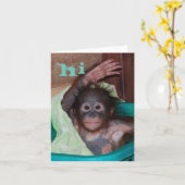 Carte Salut Bébé doux Orangutan (Fleur jaune)
