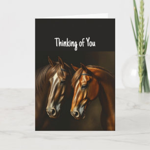 Carte Salut Bonjour la pensée de vous Chevaux l'art anim