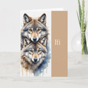 Carte Salut Bonjour la pensée de vous deux loups