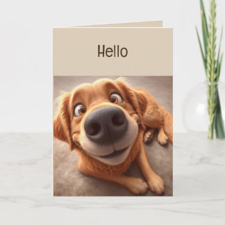 Carte Salut Bonjour Penser à vous amusant Silly Dog Card