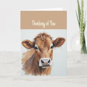 Carte Salut Bonjour Penser à vous mignonne douce vache B