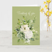 Carte Salut Bonjour Penser de vous Roses Blanches Verdur (Fleur jaune)