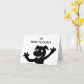 Carte salut comment ça va en agitant labrador noir dessi (Fleur jaune)