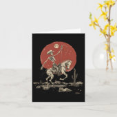 Carte Salut Cow-Boy Occidental Squelette Chevauchant Che (Fleur jaune)