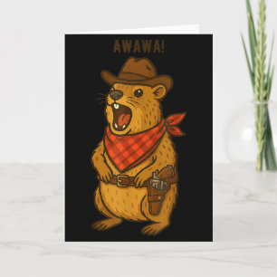 Carte Salut Cowboy Rock Hyrax Awawa Western Drôle _2