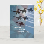 Carte Salut d'anges bleus du jour de vétéran (Fleur jaune)