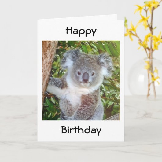 CARTE "SALUT D'ANNIVERSAIRE DE KOALA" (Fleur jaune)