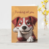 Carte Salut Penser à vous mignon chien chiot animal (Fleur jaune)