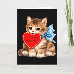 Carte Salut Valentin Mignon Chat Chaton Design D'amour 