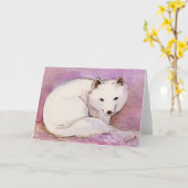 Carte Salutation à l'aquarelle Arctic Fox (Fleur jaune)