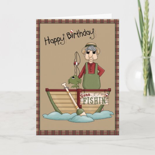 Carte Salutation allée de joyeux anniversaire de Fishin (Devant)