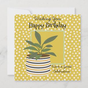 Carte Salutation anniversaire Plante moderne Gold Sage G