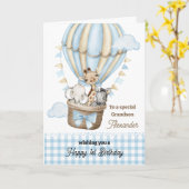 Carte Salutation au ballon à air chaud pour l'anniversai (Fleur jaune)