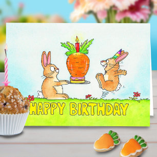Carte Salutation au gâteau d'anniversaire de Bunny