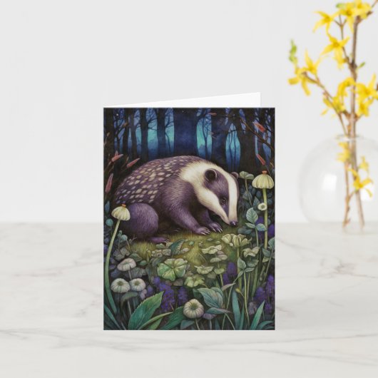 Carte Salutation Badger de minuit (Fleur jaune)
