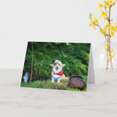 Carte Salutation blanche de Fisherman Corgi (Fleur jaune)