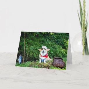 Carte Salutation blanche de Fisherman Corgi