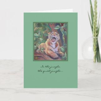 Carte Salutation blanche de Tigre de Yawning