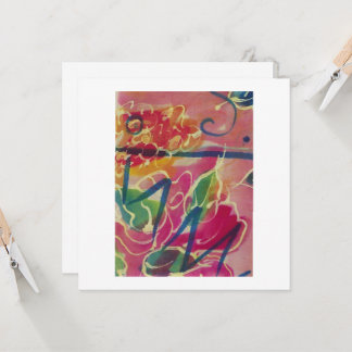 Carte Salutation blanche en soie peinte à la main