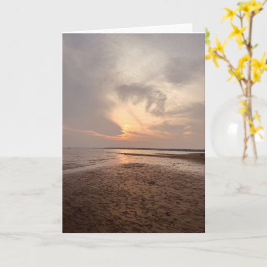 Carte Salutation blanche Sunset Beach (Fleur jaune)