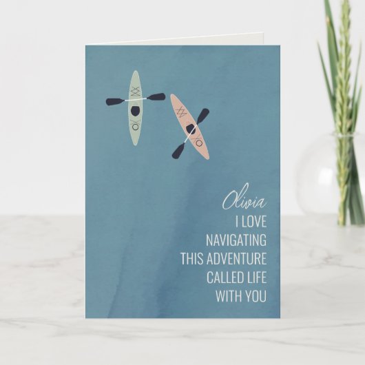 Carte Salutation d'amitié de kayaks sur un lac (Devant)