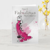 Carte Salutation D'Anniversaire Contemporaine Avec Femme (Fleur jaune)