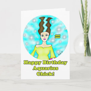 Carte Salutation d'anniversaire d'Aquarius Chick