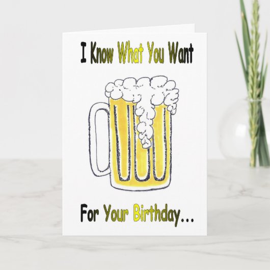 Carte Salutation d'anniversaire de bière avec des (Devant)