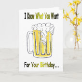 Carte Salutation d'anniversaire de bière avec des (Fleur jaune)