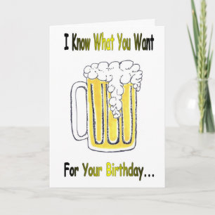 Carte Salutation d'anniversaire de bière avec des