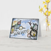 CARTE SALUTATION D'ANNIVERSAIRE DE JANVIER (Fleur jaune)