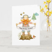 Carte Salutation d'anniversaire de Lumberjack (Fleur jaune)