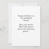 Carte Salutation d'anniversaire de Pickleball (Dos)