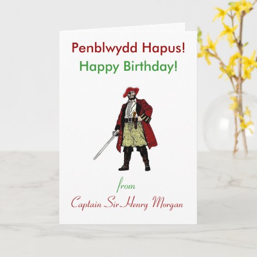 Carte Salutation d'anniversaire de pirate de Gallois (Fleur jaune)