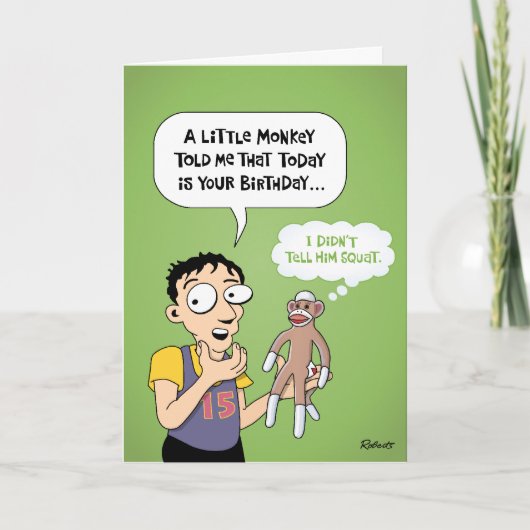 Carte Salutation d'anniversaire du singe de Sock (Devant)