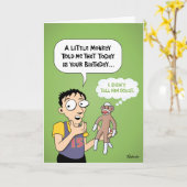 Carte Salutation d'anniversaire du singe de Sock (Fleur jaune)