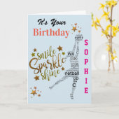 Carte Salutation d'anniversaire personnalisée de Netball (Fleur jaune)