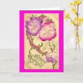 Carte Salutation d'anniversaire vintage (Fleur jaune)