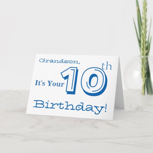 Carte Salutation de 10e anniversaire de grand-fils en bl (Devant)
