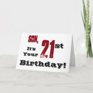 Carte Salutation de 21e anniversaire de son fils en noir
