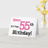 Carte Salutation de 55e anniversaire de soeur en noir, r (Fleur jaune)