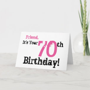 Carte Salutation de 70ème anniversaire de l'ami en noir,